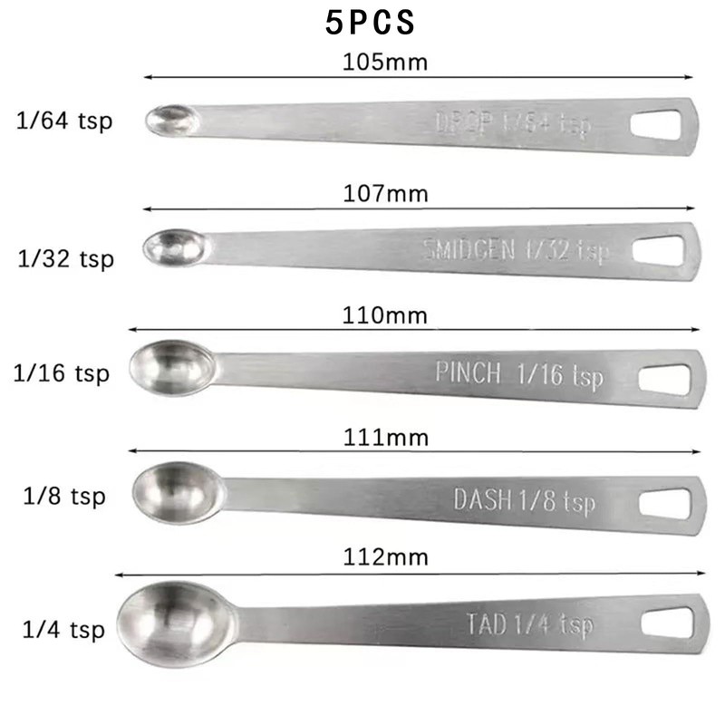 5Pcs Stainless Steel Mini Measuring Spoons Set