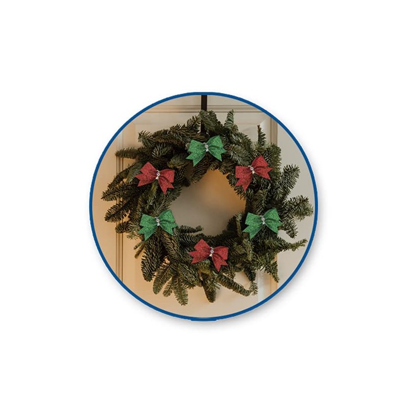 Mini Tie-On Christmas Bows - Red and Green Glitter -