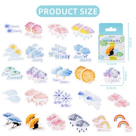 46pcs Stickers for Scrapbooking Small Scrapbook Sticker Set, Journaling Bullet Junk Journal Supplies, Planner, Kid DIY Art Crafts, Laptop, Suitcase (Weather)