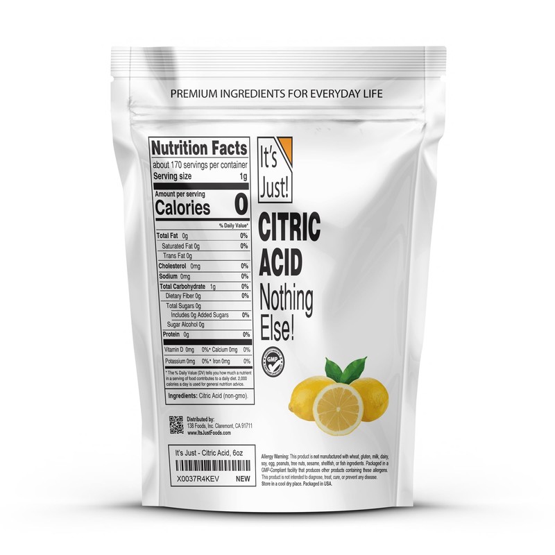 It's Just! - Citric Acid, Food Grade Flavor Enhancer Powder,