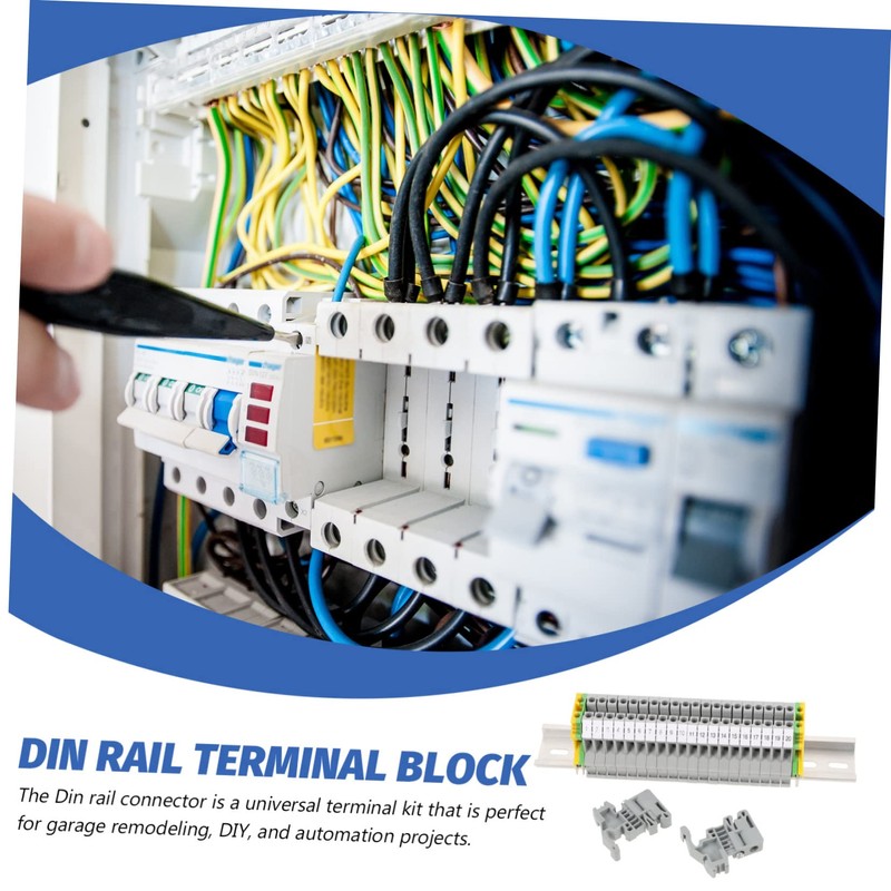 MERRYHAPY Din Rail Connector Terminal Din Block Kit Ground Block