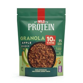 Wild Protein Granola Apple Crunch con Proteína de Soya, Fibra Prebiótica y Trozos de Manzana, Alto en Proteína 10g, Sin Azúcares Añadidos, 250g