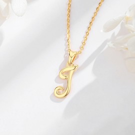 EUDORA 18K Gold Plated Sterling Silver J Initial Necklaces for Women, Gold Dainty Classic 26 Letter J Pendant Monogram Necklace Jewelry Birthday Mothers Day Gifts for Women Mom,18inch Chain