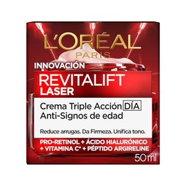 Oreal Paris Revitalift Laser Crema Día Triple Acción Anti Edad Corrige Arrugas Firmeza Luminosidad Unifica Tono Tecnología Tri Péptidos Vitamina Pro