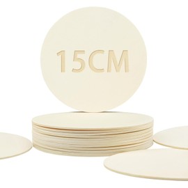 Wooden Circle, DOITEM 12 Pcs 15cm/6inch Unfinished Blank Rounds Wooden Cutouts for Crafts, Round Wood Plaque, Thin Wood Discs, Round Wood Slices for Pyrography, Painting and Christmas Decorations