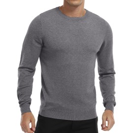MLANM Mens Jumper Crew Neck Vintage Slim Sweatshirt for Men Classic Pullover Sweater, 2X-Large Dark Grey