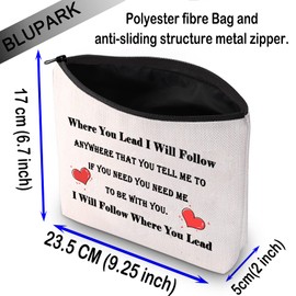 BLUPARK Mother Daughter Cosmetic Bag Where You Lead I Will Follow Makeup Organizer Pouch Best Friend Gift (Where You Lead I Will Follow)
