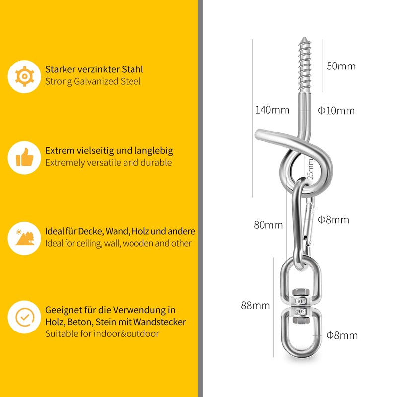 Poprkdre (Set of 2 Ceiling Hooks for Hanging Chair Hanging,