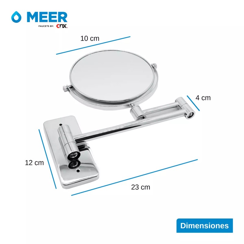 Cnx Espejo De Acero Inoxidable 8 Pulgadas Con Brazo Movible