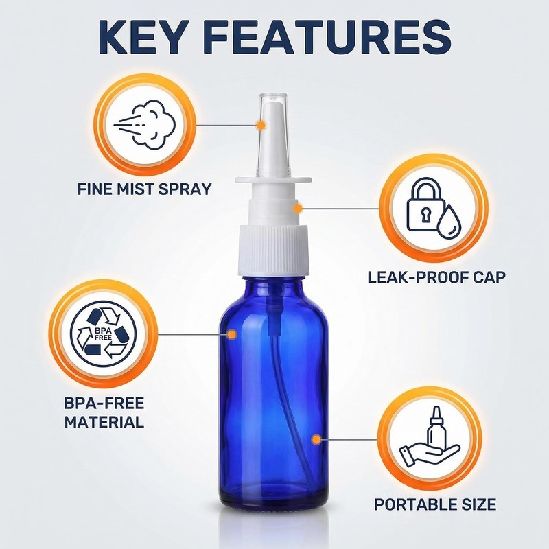 6PCS 0.34oz 10ml Empty Nasal Spray Bottles, Glass Refillable Fine