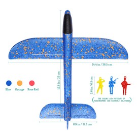 3 Pack Airplane Toys, Glider Airplanes with Paratroopers, Throwing Foam Plane Outdoor Flying Aircraft Sport Toys for Kids Party Favors