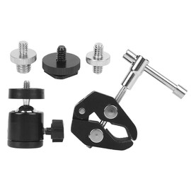 Metal Adjustable Video Camera Large Super Clamp Ballhead Hot Shoe Installation Adapter with 1/4in Screw for SLR Monitor Flashlight LED Light Slideway