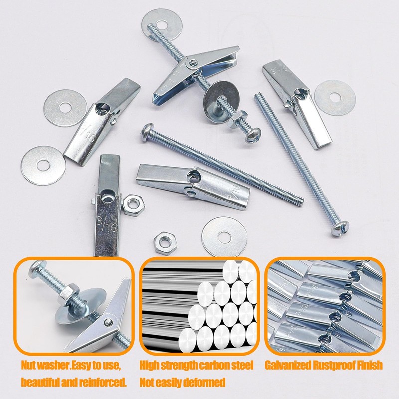 weideer 92Pcs Toggle Bolts 3/16" Heavy Duty Drywall Anchors and