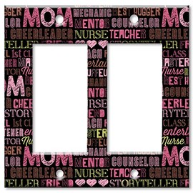 Art Plates 2-Gang Rocker (Decora) OVERSIZE Switch Plate - OVER SIZE Decorative Metal Wall Plate - What a mom is… - (Made in USA)