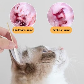 Q tips 100 Pcs, 3.9 Inch Pet Cotton Swabs for Ear, Long Thick Bamboo Sticks, Natural Bamboo Biodegradable, Organic Cotton Swabs for Cats Dogs, Pet Cleaning Supply