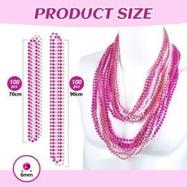 Taiyin 200 Pcs Wedding Beaded Necklace Bulk 2 Size Faux Pearl Holiday Bead Necklace for Carnival Party Wedding Mardi Gras 2024 Grad Birthday Party Favor(Pink, Rose Red, White)