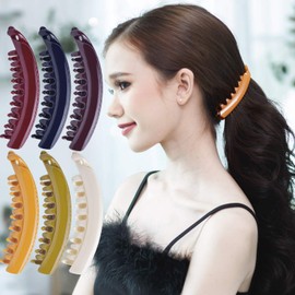 RC ROCHE ORNAMENT 6 Pcs Womens Premium Hair Plastic Banana Classic Clincher Strong Hold Ponytail Maker Girls Ladies Beauty Accessory Clasp Clip, Medium Classic Multicolor