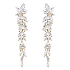 EVER FAITH Marquise Cut Cubic Zirconia Earrings for Women Drop Crystal Chandelier Long Earrings for Banquet Clear Silver Tone, Cubic Zirconia