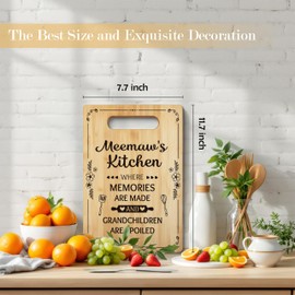 Meemaw Gifts Cutting Board Chopping Board, Grandma Kitchen Gifts, Grandma Birthday Gifts, Grandma Gifts from Grandchildren, Gifts for Grandma Decorative Bamboo Cutting Board for Kitchen