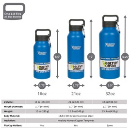 Healthy Human 32oz Insulated Stainless Steel Water Bottle Stein Cold 24 Hours/Hot 12 Hours - Bahama