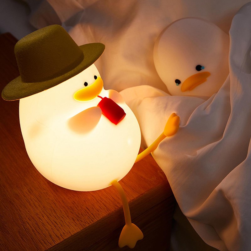Cute Duck Night Light Warm Light RGB USB Charging Silicone