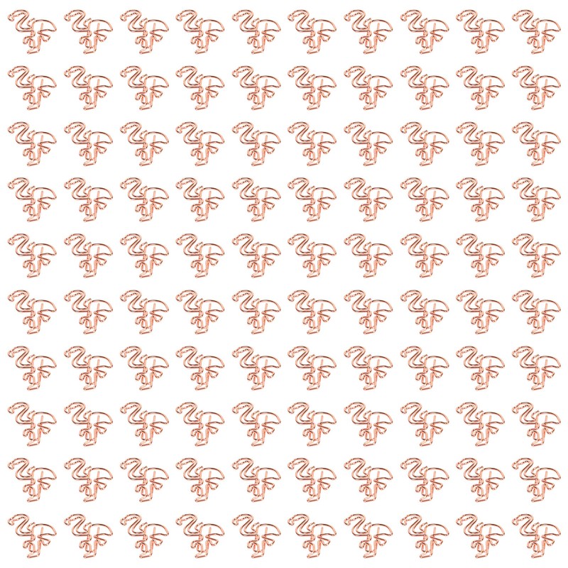 100pcs Flamingo Paper Clip Cute Animal Shape File Note Page