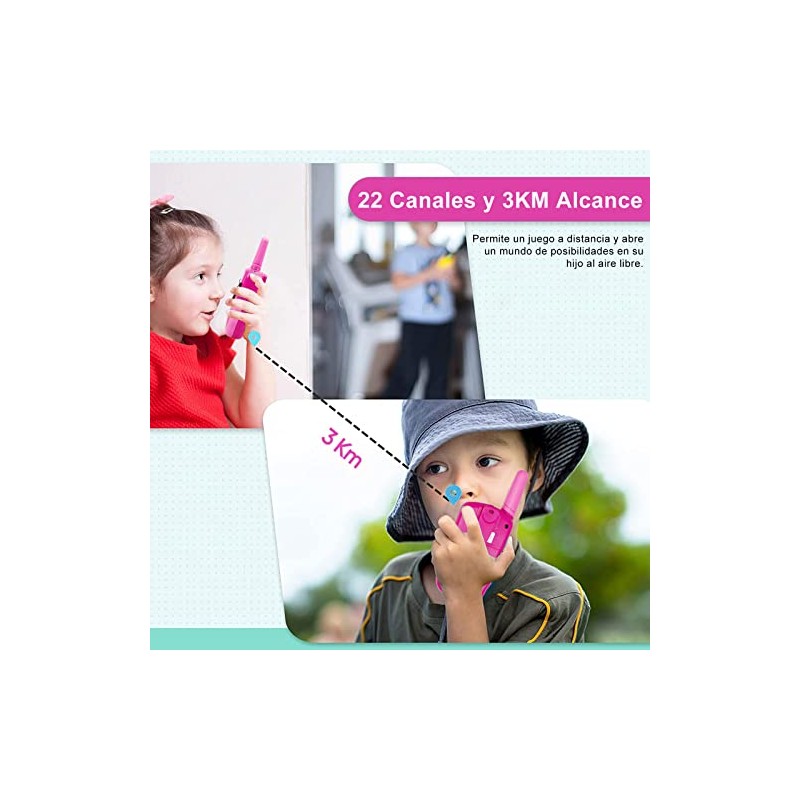 Walkie Talkies para Niños 2 Unidades, con Linterna y LCD
