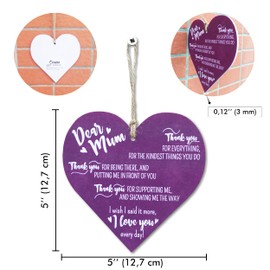 CARISPIBET Dear Mum Home signs appreciative sign hanging ornament wall décor art decoration sign gifts for her bedroom decorative sign kitchen décor mother's day gifts 5" x 5"