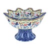 Blue Rose Polish Pottery Blue Butterfly Pedestal Fruit Bowl