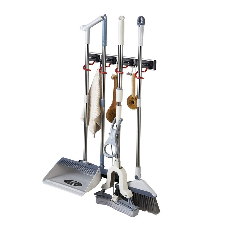 QBOSO Wall Mounted Mop and Broom Holder Stainless Steel S