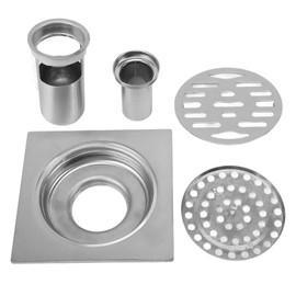 Square Shower Drain Kit 4.3in Stainless Steel Anti Clogging Odor Free Floor Drain for 50mm 75mm Pipe Bathroom Laundry