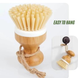 Afnax Cleaning Bamboo Palm Scrub Brush for Pots, Dish, Pan, plat, Kitchen Sink Cleaning Brush