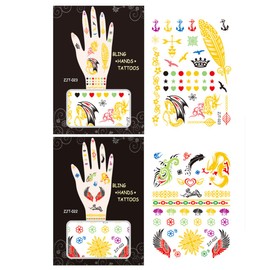 Wrapables Trendy Temporary Metallic Hand Tattoos, Dragon and Snowflake
