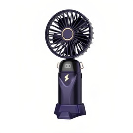 HIHNKICH Portable Handheld Fan, Personal Small Fan with LED Display, 90° Foldable Desk Fan with 5 Speeds. Handheld/Neck/Desk 3 in 1 Personal Portable Fan for Office/Desk