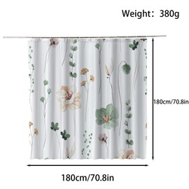 FAIRYGATE Waterproof Shower Curtain Anti-mould Shower Curtains Poppy Anti-bacterial Washable Bathroom Curtains Shower B8116