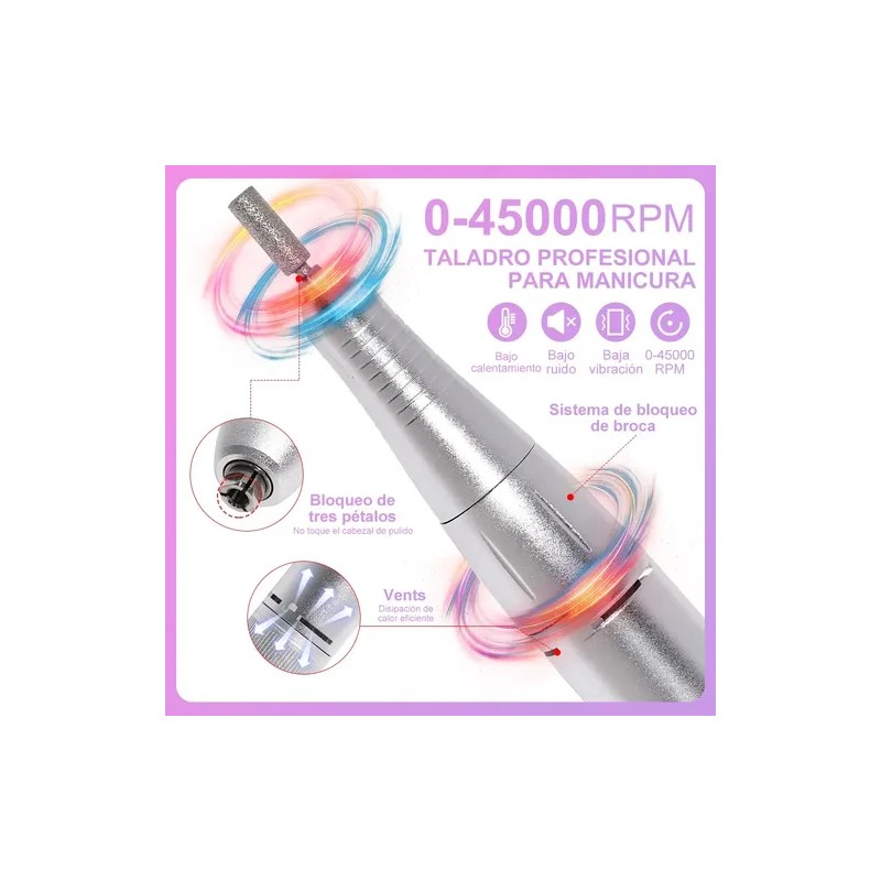 Taladro De Uñas Eléctrico Profesional De 45000 Rpm Recargabl