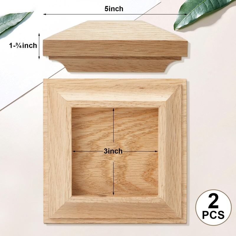 Sasylvia 2 Pcs 3 x 3 Inch Red Oak Newel