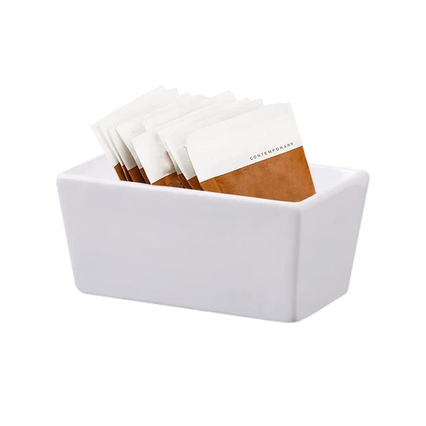 123Arts White Ceramic Sugar Packet Holder Tea Bag Bowl