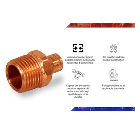Supply Giant DDNA1412 Male Adapter Fitting with C X M Connections, 1/4 X 1/2, Copper