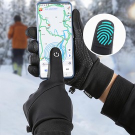 Winter Touch Screen Gloves for Men and Women - Unisex Full Finger Cycling Gloves with Anti-Slip Pad, Outdoor Windproof Warm Gloves for Running,Riding,Skiing,Working,Camping, Driving (M)