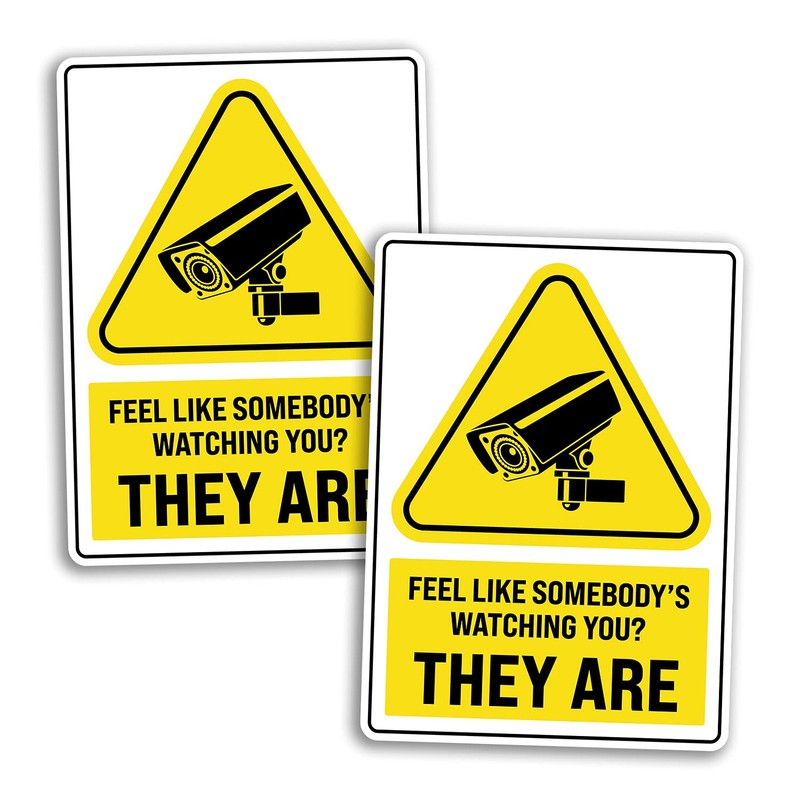 2 x 25cm Tall Funny Security Camera Sign Vinyl Stickers