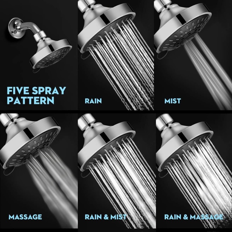 HEAD HOPOPRO High Pressure Shower Head 5 Settings Fixed Showerhead