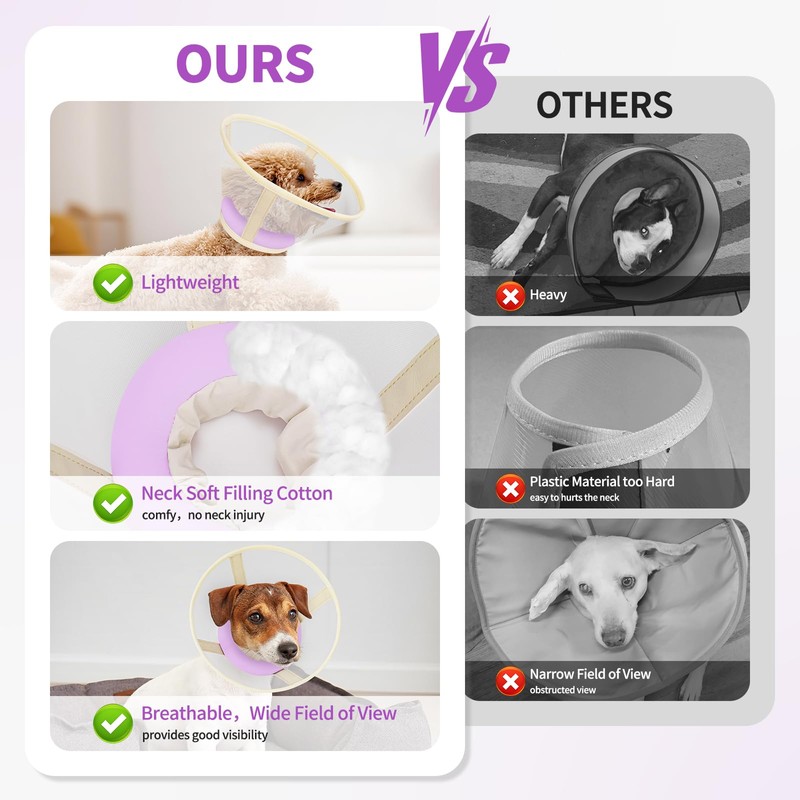 Soft Dog Cone Collar to Stop Licking-Adjustable Comfortable Mesh Recovery