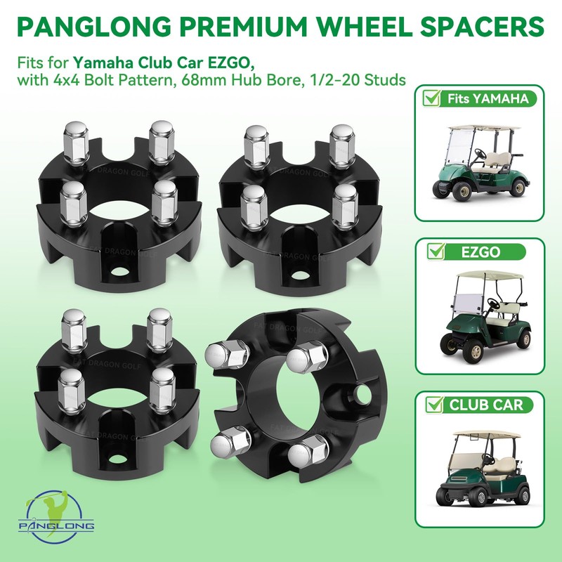 Panglong Universal Golf Cart Wheel Spacers Kit with Lug Nuts-2inch,