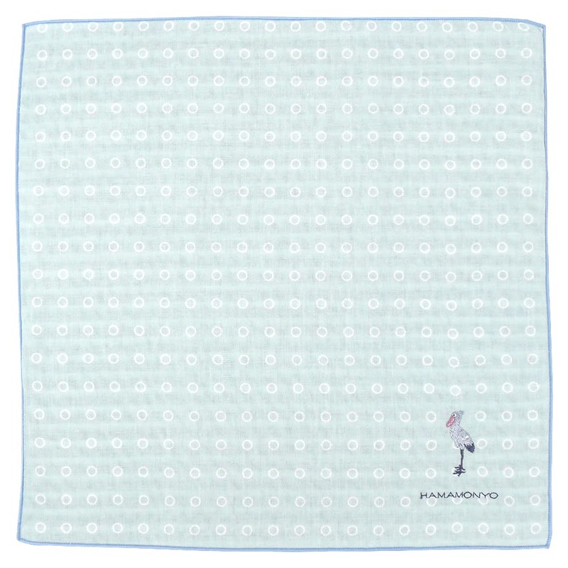Hamamonyo Reversible Gauze Handkerchief WA and Shovel, blue