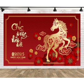 BELECO 5x3ft Fabric 2026 Vietnamese New Year Backdrop Year of The Horse Vietnam Lunar New Year Backdrop TET Decorations Banner Asian Spring Festival Photoshoot Studio Props
