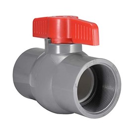 sourcing map PVC Ball Valve Supply Pipe Knob Thread Ends 2" Inner Hole Diameter Red Gray