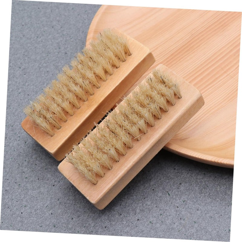 Baluue 4pcs Double Sided Nail Brush Wooden Manicure Brush for