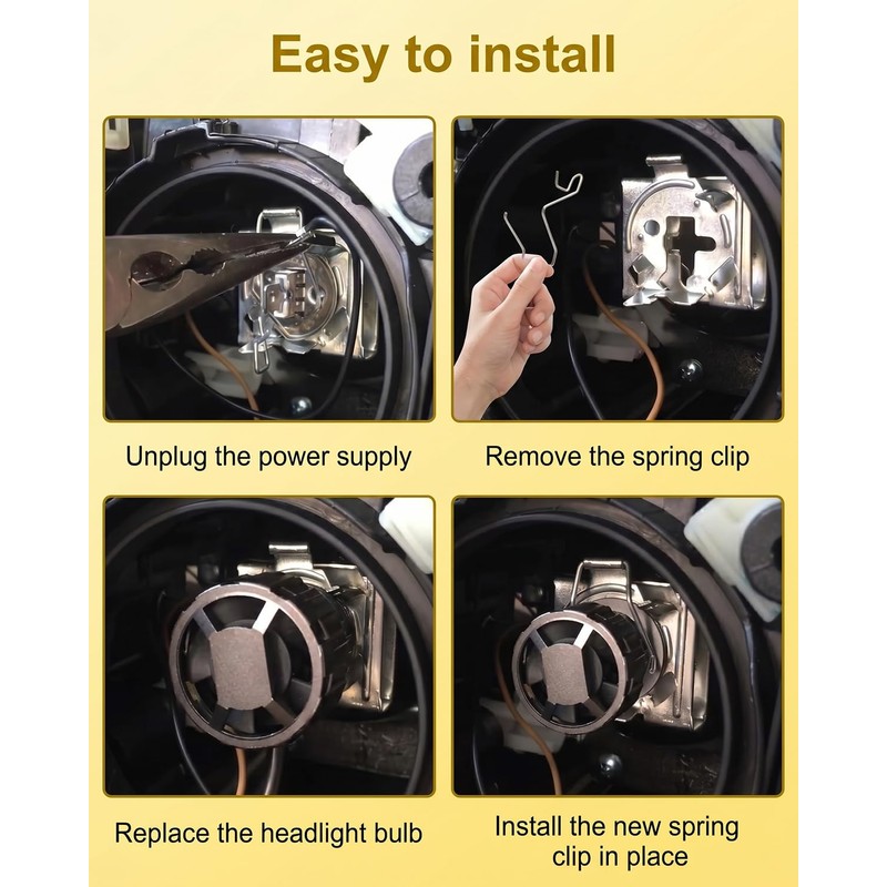 BTACGWP Set of 9 Headlight Spring Clip Set H1 H3