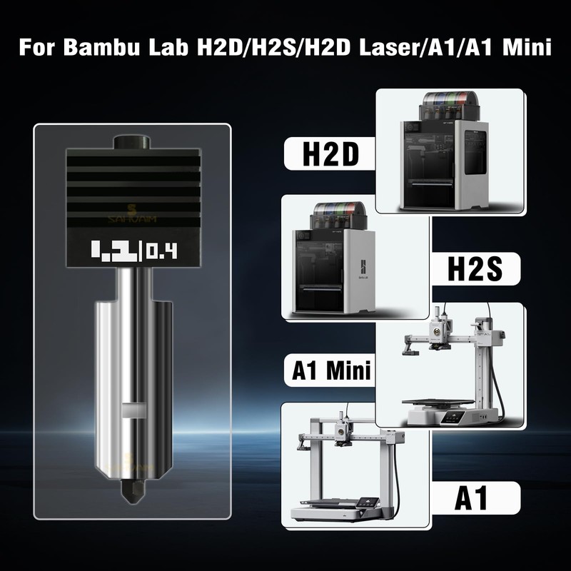 Sahvaim Upgraded 2Pcs 0.4mm H2D/H2S Hotend Kit for Bambu Lab